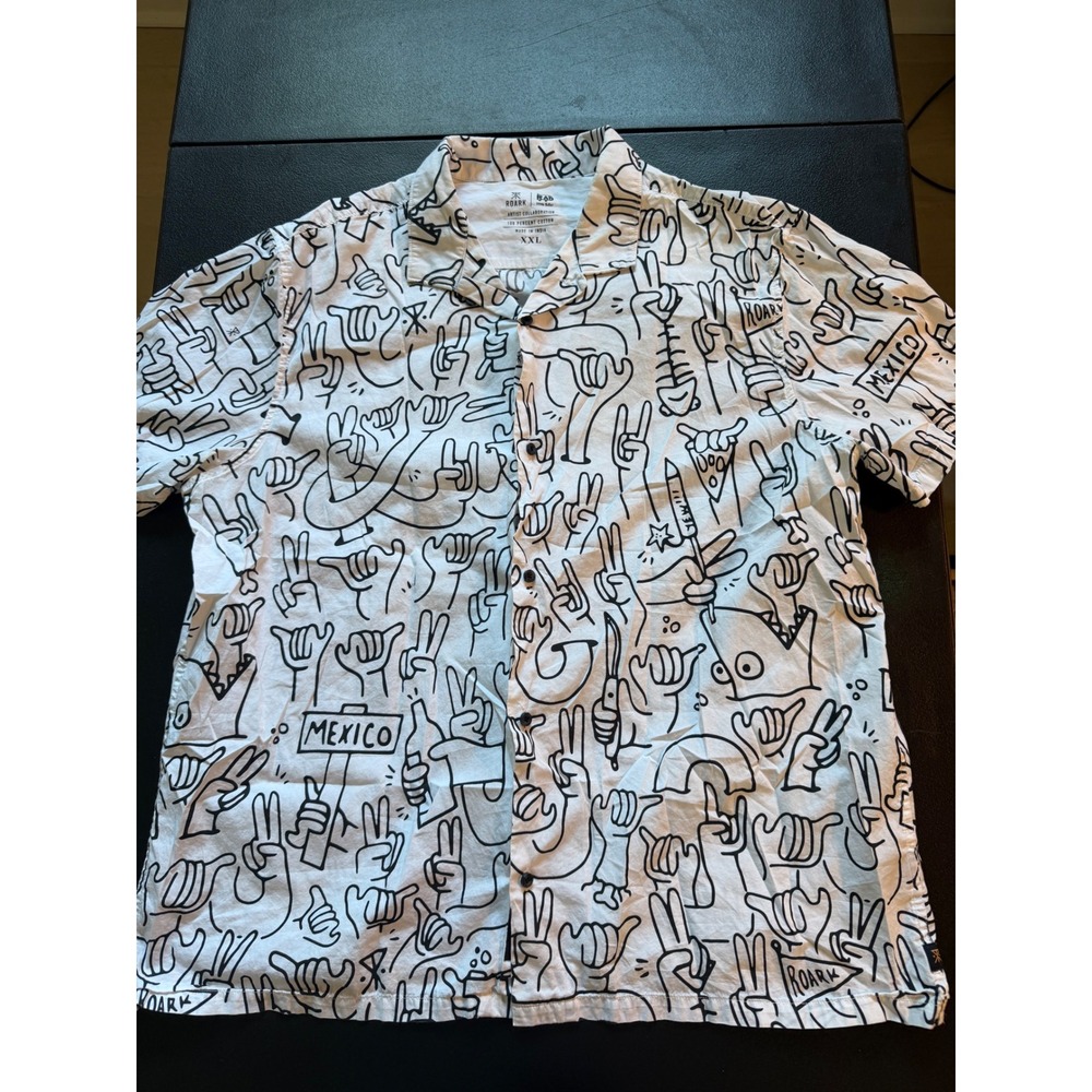 Roark‎ Kevin Butler Rad Artist Collaboration Cotton Shirt Mexico Print XXL RW489